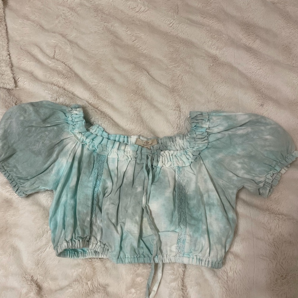 Brand new cute tie die puffy sleeve top